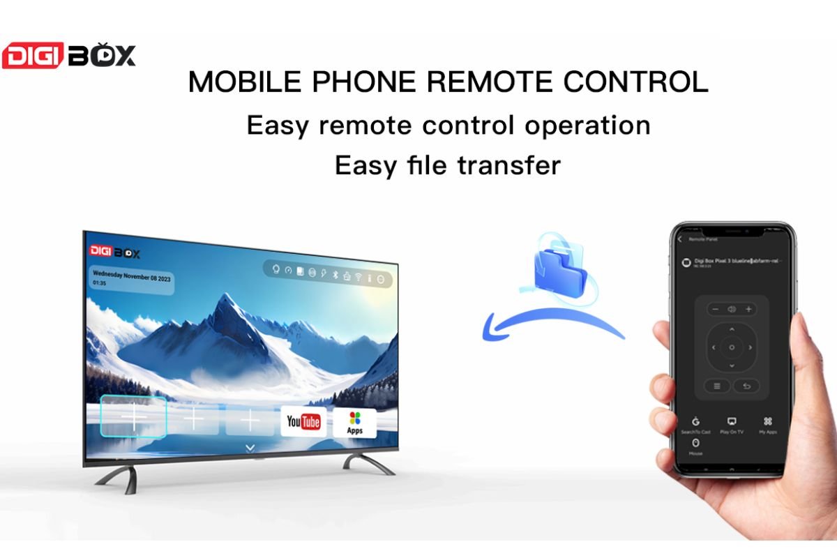 DIGIBOX D3 Plus mobile phone connection feature graphic
