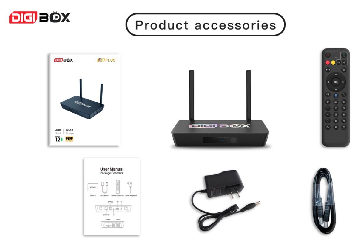 DIGIBOX D3 Plus original product accessories and package contents
