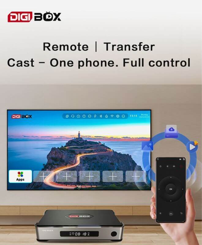 Phone remote control, file transfer and casting with D6 MAX