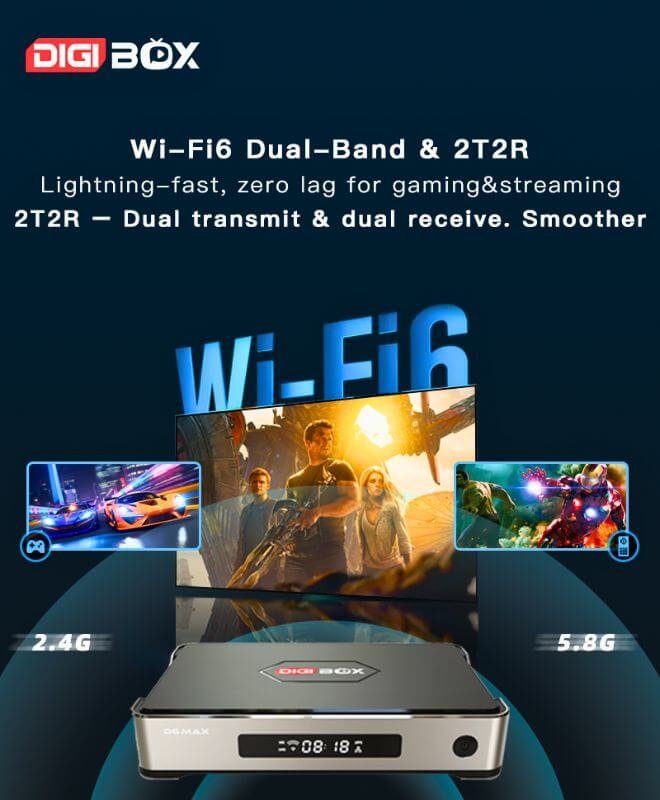 Dual-band Wi-Fi 6 connection support on the DIGIBOX D6 MAX